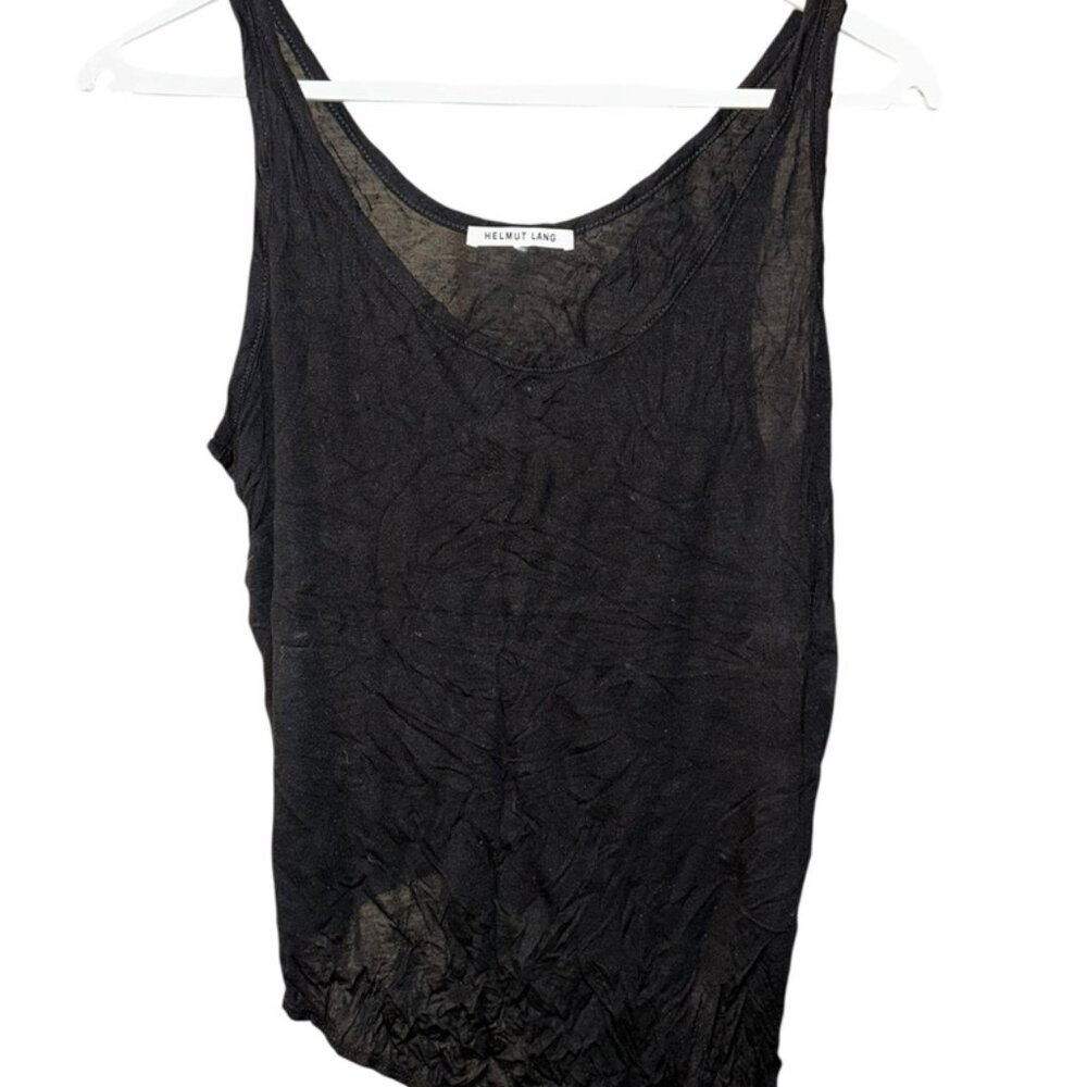 Helmut Lang black asymmetrical hem sleeveless jersey knit top M